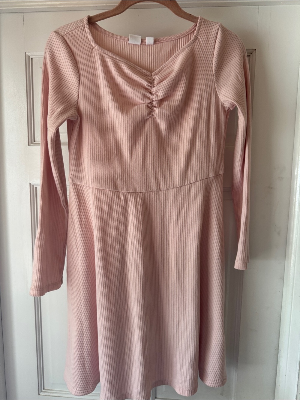 GAP Girls' Long-Sleeve Pink Ribbed Dress-Size 12